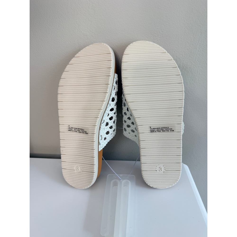 Cat & Jack Woven Slide Sandals Girls Size 3 White Braided Buckle Straps NWT - Picture 5 of 5
